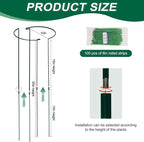 Tall Heavy-Duty 30in Plant Support Stakes - 8 Pack Adjustable Peony Cages & Supports for Outdoor Plants, Half-Round Garden Stakes for Hydrangea, Roses with Extension Stakes
