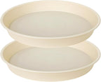 2 Pack of 14 inch Plant Saucers Bird Bath Bow Round, Plastic Plant Saucer Tray for Pots, White Planters for Indoor Plants, Plant Trays for Planter 12-15" (14", Beige)