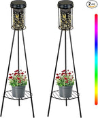 Outdoor Solar Floor Lamps RGB Color-Changing Hummingbird Projection Metal Plant-Stand Garden Light,42.5" Waterproof Decorative Solar Lamp for Patio,Deck,Yard,Porch,Path,2 Pack