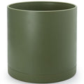 D'vine Dev 16 Inch Plastic Planter Pots for Plant Pot with Drainage Hole and Seamless Saucers, Olive, 74-X-I-5