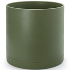 D'vine Dev 16 Inch Plastic Planter Pots for Plant Pot with Drainage Hole and Seamless Saucers, Olive, 74-X-I-5
