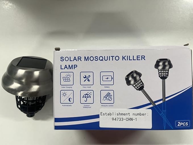 2026 Solar Bug Zapper Outdoor Waterproof Mosquito Repellent Outdoor Patio Mosquito Trap & Killer for Backyard, Farm, Garden, Solar Powered Fly Zapper for Small Flying Insect, Flies, Gnats, Moths(4)