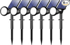 WELALO Solar Spot Lights Outdoor Waterproof IP65, 6 Pack 4 Lighting Modes Solar Powered Landscape Spotlights with Auto On/Off, Solar Garden Christmas Yard Pathway Wall Lights for Outside, Cool White