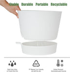 SwinDuck 12inch Large Self Watering Plant Pot, Plastic Cylinder Planter with 60Oz Deep Reservoir and Saucer for Indoor Outdoor Plants Flowers Houseplants, White