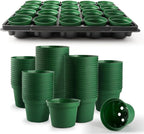 RooTrimmer 3 Inch Nursery Pots 100 Pcs with 5 Pcs 20 Cell Nursery Pot Trays, 5 Sets Seed Starting Kit for Seedlings, Propagation and Home Gardening, Sturdy Green Seeds Starter Pot Tray Germination Set