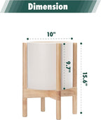 D'vine Dev Planter Pot with Stand - 10 Inch Plastic Cylinder Flower Pot with Wood Planter Holder for Indoor, Oatmeal Pot + Natural Stand, 55-C-M-4
