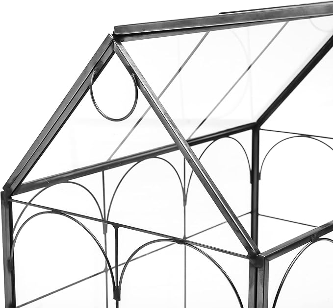 HighFree Geometric Plant Terrarium with Lid, House Succulent Terrarium Kit for Display, Air Plants, Succulents, Home Tabletop Miniature Terrarium, Not Airtight or Waterproof (Black)