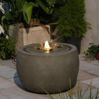 Tankana Garden Medium Water Fountain Outdoor Bubbler Water Feature Indoor with Lights & Pump and Pebbles Waterfall Fountains for Patio Deck Yard Home Decor Gray, 18 "L x 18" W x 11.5" H