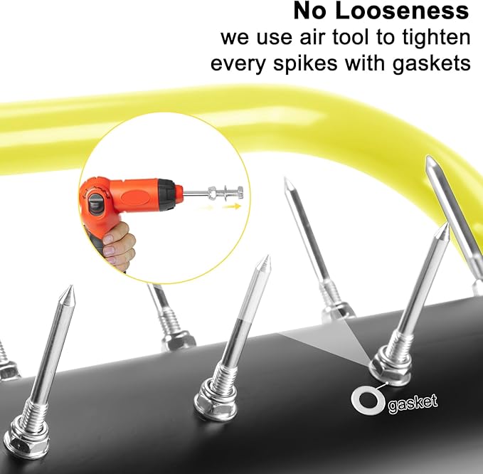 21" Rolling Lawn Aerator, 45 Preassembled Spikes, Only Needs 3-5 Minutes to Assemble, No Looseness, Good Package, 75" Long Handle with Quick Clip Connections, U-Shape Construction - Yellow.