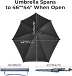 G4Free UPF 50+ Adjustable Beach Umbrella XL with Universal Clamp for Chair Stroller Wheelchair Golf Cart Bleacher Patio