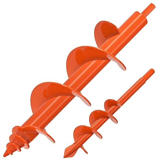 Insaga 2Pack Garden Auger Drill Bit for Planting, 1.6x9 & 3x12 Post Hole Digger, Spiral Garden Earth Auger Drill Bit for Fence Posts Bulbs Plants, Fits 3/8" Hex Drive Drill
