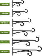 10" Plant Hanger Hook Outdoor Indoor – Planter Hooks for Hanging Plants, Plant Wall Hooks, Brackets for Hanging Plants, Baskets, Wind Chimes, Bird Feeders, Lanterns, Bird Houses (Black, Metal, 2-Pack)