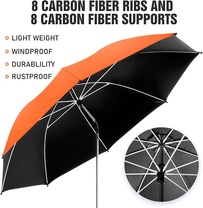 2 PACK Beach Umbrella with Clamp, 360 ° Adjustable Umbrellas for Chair, UPF50+ Umbrella for Beach Chair, Patio Chair, Wheelchair, Camping Chair, Golf Carts (Chair Not Included)