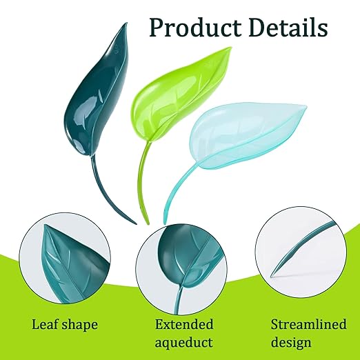 3 Pcs Leaf Plant Watering Funnel, Insert Leaf-Shaped Plant Water Funnel, Indoor & Outdoor Flower Plant Watering Devices Leaf for Houseplant Irrigation Drip (3 Colors) (3)