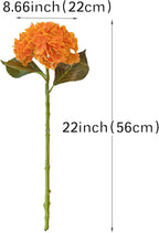 DUYONE 3PCS 22 inch Realistic Artificial Hydrangea Large Flowers Artificial Flowers Dry Flowers Outdoor Wedding Christmas Office Family Party Living Room Table Decoration (Orange)