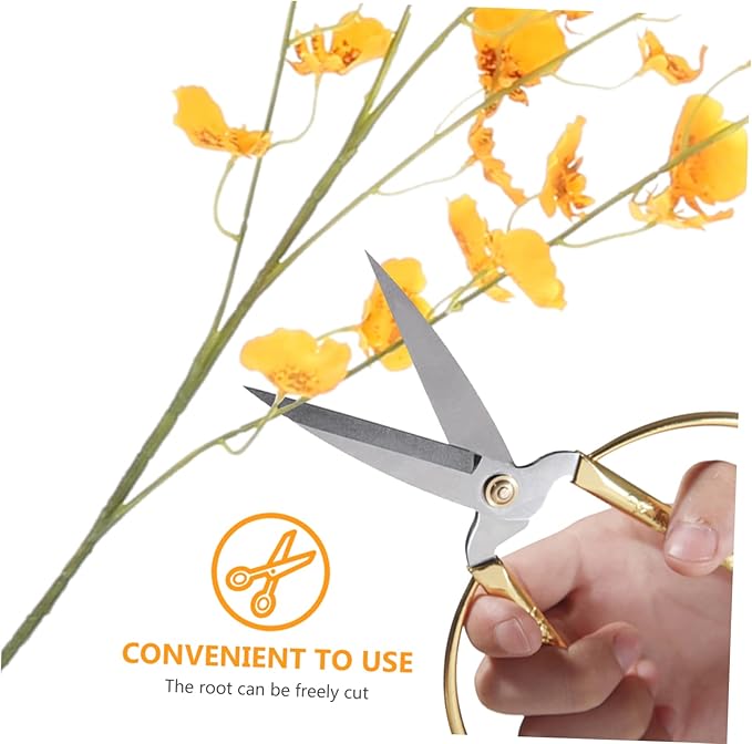 Cabilock Imitation Oncidium Orchid Artificial Flower Single Stem Orange Simulation Flower Decor for DIY Adornment Photography Props Home Bedroom Living Room Decoration