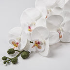 Orchid White 31.5" Real Touch Signal Stem Phalaenopsis Orchid Spray with 9 Large Flowers for Home Arrangement, Artificial Flowers for Home Decor, Office House Decor- White Orchids Flowers 2 Pcs