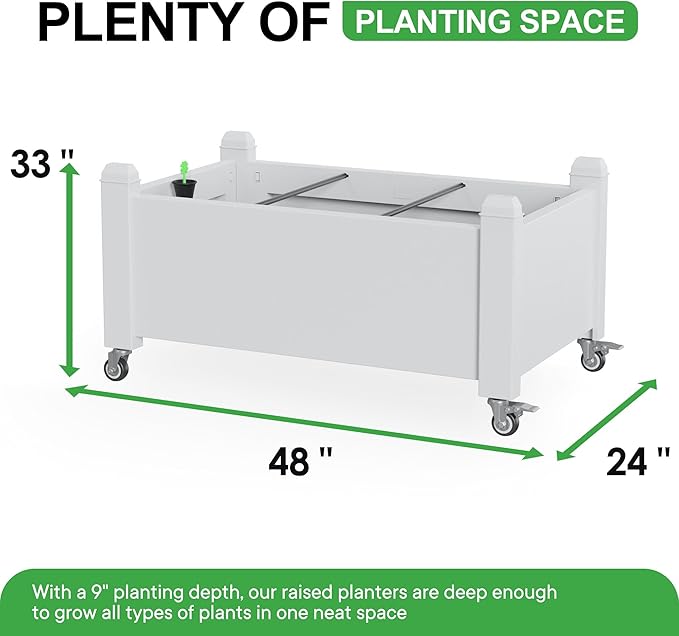 Durable Resin Raised Garden Bed with Drainage Holes & Reinforced Corners - Lightweight Flower Boxes Outdoor for Vegetables, Herbs, and Patio Garden Enclosure System (Ashen, 30.04*17.72*17.56)