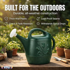 PMU 2 Gallon Watering Can - Garden Watering Can for Indoor & Outdoor Plants - Plastic Water Can with Detachable Sprinkler Head - Large Water Pot, Made in USA - Hunter Green Pkg/6