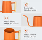 Watering Can Indoor Plants, 35 oz/1000 ml Metal Stainless Steel Watering Can Pot with Long Spout for Indoor House Plants Bonsai Outdoor Garden Flower Decorative (Orange)