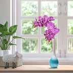 4 Pcs Artificial Orchid Flowers 9 Large Heads of Real Touch Vivid Phalaenopsis Orchid Flower Stem 36'' Tall, Artificial Flowers Branches for Home Decor, Office House Decoration-Purple Phalaenopsis
