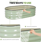 G GOOD GAIN Raised Garden Beds - 4x2x1ft Galvanized Planter Boxes Kit with Protective Tape & Gloves & Tools | Oval Metal Outdoor Raised Bed for Gardening Vegetables, Fruits, Flowers, Herbs, Green