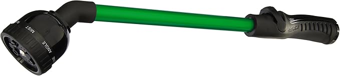 Dramm RainSelect Rain Wand – 16 Inch Aluminum Watering Wand with 9-Pattern Adjustable Spray Head & One Touch Thumb Control Valve – Garden Hose Wand for Containers, Raised Beds– Green