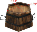 MY MIRONEY Wooden Barrel Planter Vintage Style Wood Bucket Rustic Garden Flower Plant Pots Container with Metal Handles, Hexagonal, 8.27" x 4.72"