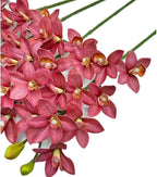 4pcs Artificial Cymbidium Orchid Flower Plant 3D Print Vanda 10 Heads Latex Phalaenopsis Flower (deep Pink)