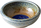 Wazakura Minoyaki Series Small Round Glazed Ikebana Flower Vase Made in Japan, Handpainted Floral Arrangement Pottery Supplies - Brown and Blue