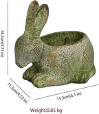 Vintage Cement Animal Planter Pots,Cement Succulent Planter,Indoor & Outdoor Garden Decor Rustic Shabby Flower Plants for Home,Patio,Balcony(Green Rabbit)
