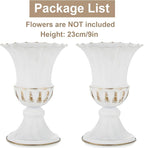 Sziqiqi Metal Vases for Fake Flowers Rustic White Flower Pot for Indoor Outdoor Elegant Floral Plant Holder for Garden Wedding Home Farmhouse Decor 9in