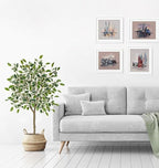2 Pack Ficus Artificial Trees for Outdoors Indoor, 4ft Big Fake Plants with Pot and Realistic Leaves, Faux Plants Tall Outdoor for Home,Office, Living Room, Garden Decor