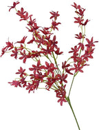 Artificial Orchid Flower Single Branch Dancing Oncidium Silk Material Lifelike Arrangement 74CM Tall For Wedding Home Office Living Room Decor(burgundy)