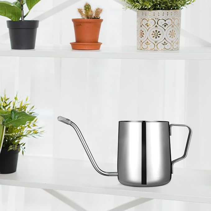 Small Watering Can for Indoor Plants - 12 oz Mini Indoor Watering Can with Long Spout Gooseneck Rust-Proof Stainless Steel Tiny Watering Kettle for Small House Plants