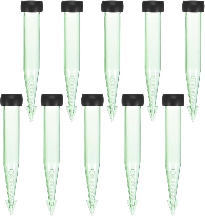 M METERXITY 50-Pack Floral Water Tubes, 4 Inch/ 10cm Plastic Floral Tubes with Rubber Caps for Flower Arrangements, Fresh Flower Water Tubes [Transparent Green]