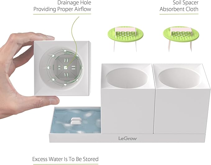 LeGrow Smart Garden Indoor Planter Starter Kit - 3 Patented Design Plant Pots,1 Water Holding Base Tray - (Plants Not Included)