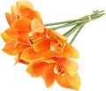 2 Bunches of Simulated Hand-Feel Cymbidium Orchid Small Bunches of 6 Tied Hand-Tied Flowers for Home Living Room Dining Table Decoration Artificial Flowers (Orange)