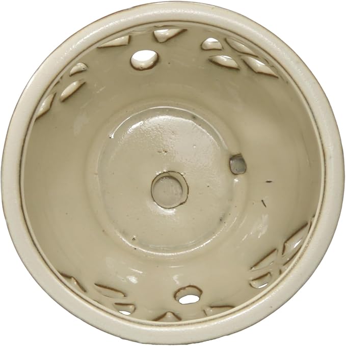 W&W Orchid Pot with Holes and Saucer for Repotting and Better Grow, Cream White, 6.5"