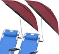 2 Pack 40.9'' Beach Chair Umbrella with 360° Adjustable Canopy & 270° Flexible Clamp, Double Canopy Sun Protection for Wheelchair, Patio, Golf Cart, Camping