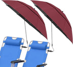 2 Pack 40.9'' Beach Chair Umbrella with 360° Adjustable Canopy & 270° Flexible Clamp, Double Canopy Sun Protection for Wheelchair, Patio, Golf Cart, Camping