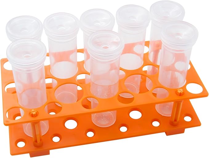 8Pcs 60ml Large Floral Tubes with Rack Holder, Detachable Floral Tubes Holder for Milkweed Leaf, Stem and Flower Cutting, More Stable Flower Holder