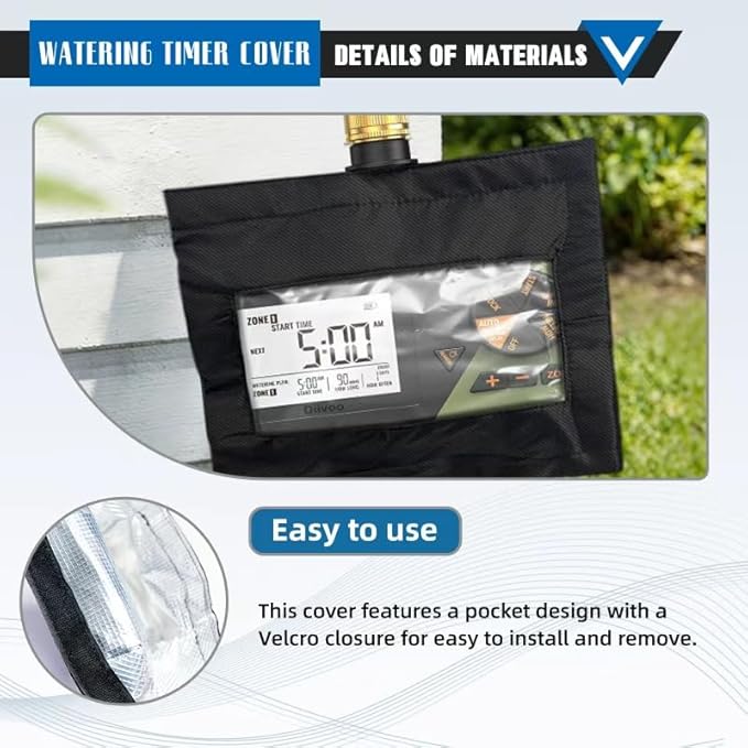 Hose Watering Timer Cover,Heavy Duty 600D Sprinkler Timer Cover for 2-3 Outlet Hose Faucet Timer,with Clear Front Window.(Only Cover)