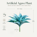 Ttranewsoo Artificial Agave Plants,Large UV Resistant Fake Agave Planters 12" for Indoor and Outdoor Decorating Tropical Plant Succulents Greenery Indoor Decor (Blue,2Pack)