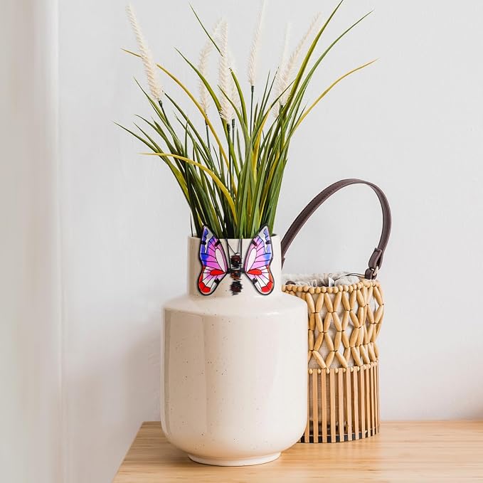 Totority Metal Butterfly Plant Pot Hangers 3Pcs Decorative Glass Flower Pot Hugger Figurines - Unique Outdoor Planter Ornaments & Indoor Garden Art Accessories - Stained Glass Style Present