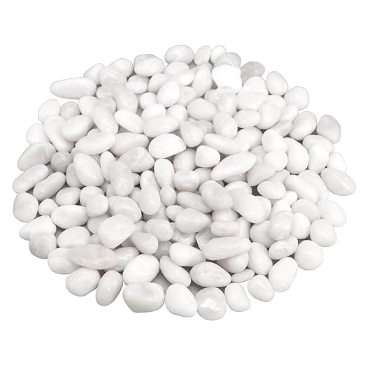 Fish Tank Rocks,Landscaping Pebbles,Decorative Ornamental Pebbles Garden,Landscaping Stones Gravel Filler for Home Decoration Flower Bed Fish Tank Plants Vases Succulents (5 Pounds, White)
