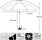 AMMSUN XL Chair Umbrella with Universal Clamp Adjustable 47 inches and 360-degree Swivel UPF 50+, Portable Clamp on Camping or Beach Chair, Stroller, Wheelchair, Golf cart, Navy Blue, 2 PACK