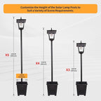 59" Solar Lamp Post with Planter 2-in-1, Solar Post Lights Outdoor Waterproof, Dusk to dawn Warm Yellow Lights, Outdoor Planter for Real or Fake Flowers, Solar Lights for Lawn, Patio, Front/Back Door