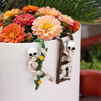 2-piece set Skeleton Pot Huggers for Planters, Climbing Animal Flower Pot Hugger, Hanging Plant Decorations for Pots, Cute Plant Pot Decorations for Home Garden Patio Fence Lawn Yard (Stairs Skeleton)