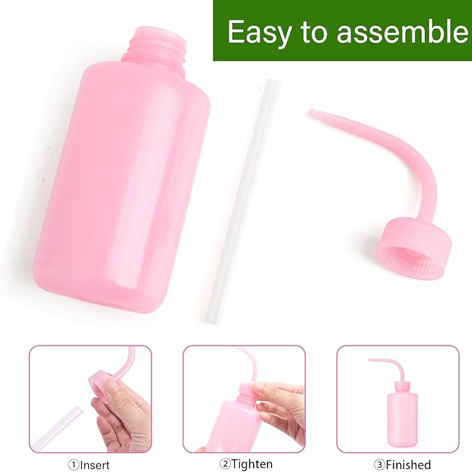 XXXFLOWER 2Pcs Watering Can,Small Squeeze Bottles for Liquids,Succulent Watering Bottle with Bend Mouth,250 ML Water Spray Bottle for Plants Flowers(Pink)